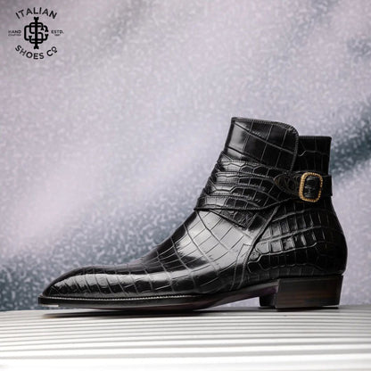 Designer Croco Jodhpur Monk Strap Shoes