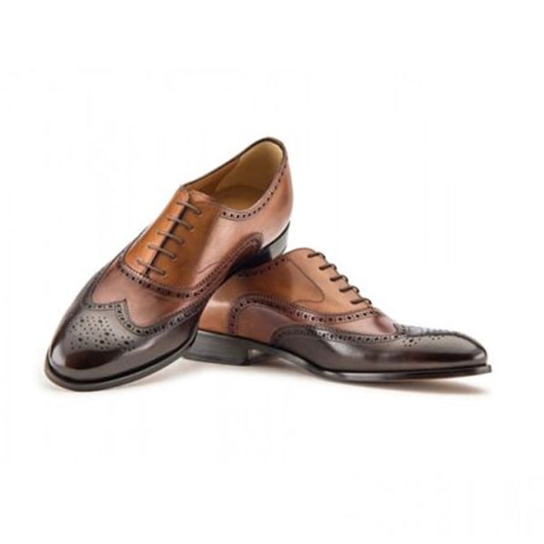 Wingtip Oxford Brogue Two Tone Brown Shoes
