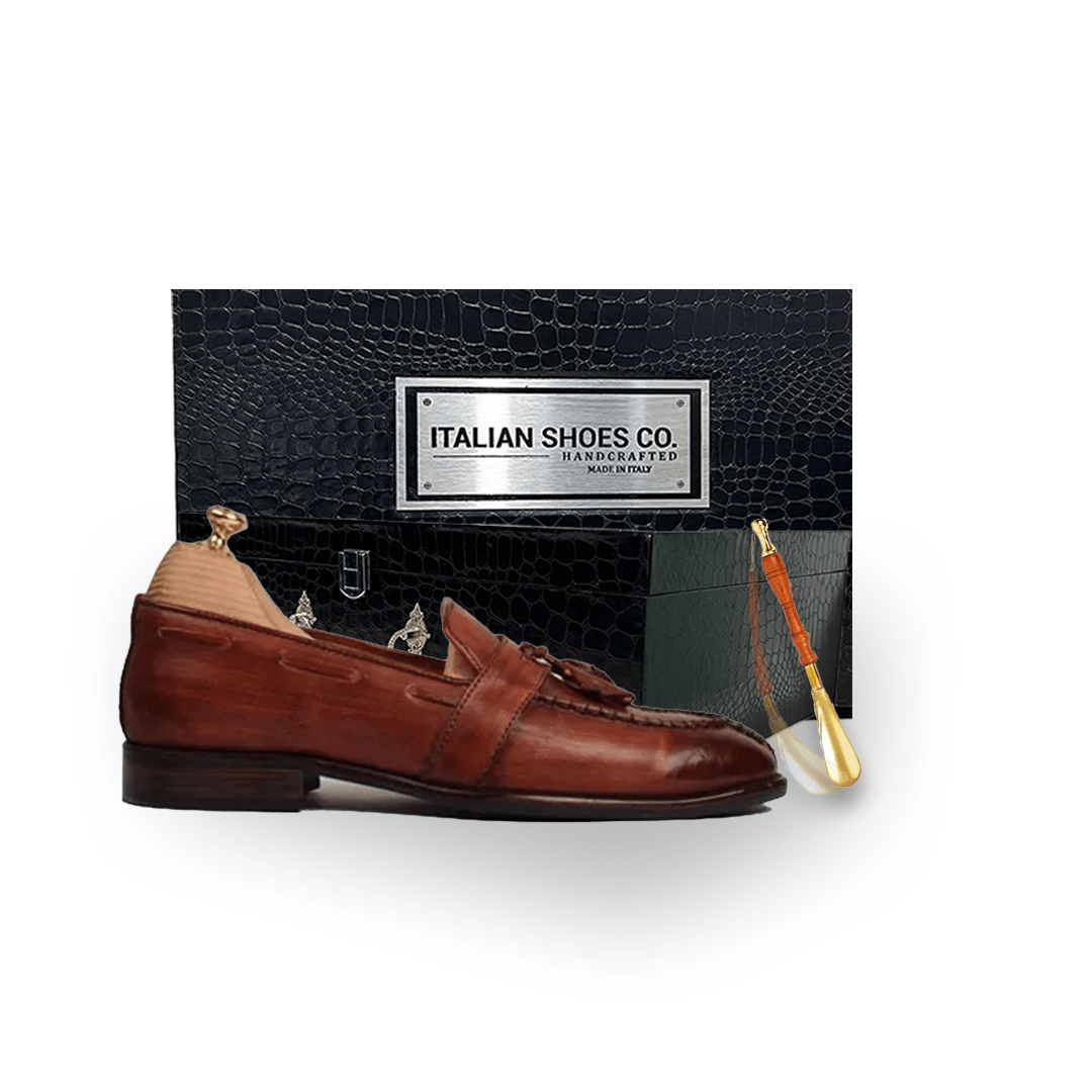 Tassel Brown Hand Painted Leather Loafer