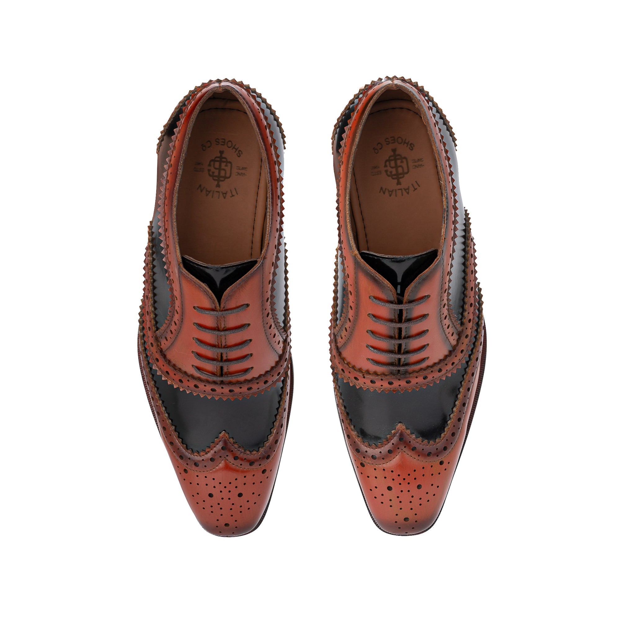 Mahogany Brogue Lace Up Leather Men's Shoes