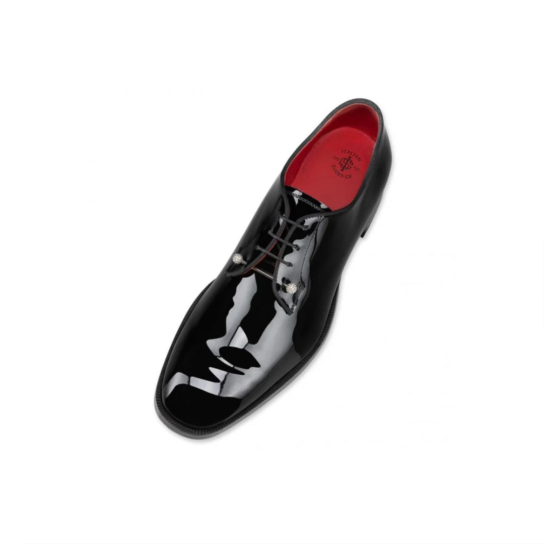 Men's Patent Leather Black Lace-up Shoes