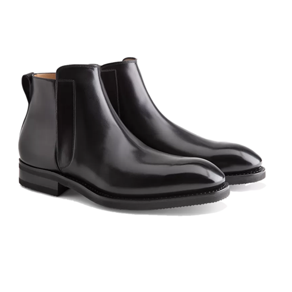 Classic Chelsea Round Toe Black Leather Boots