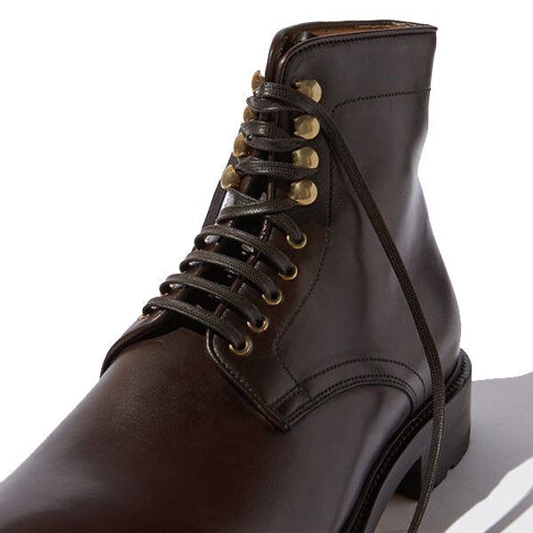 Derby High Ankle Dark Brown Colored Leather Boots
