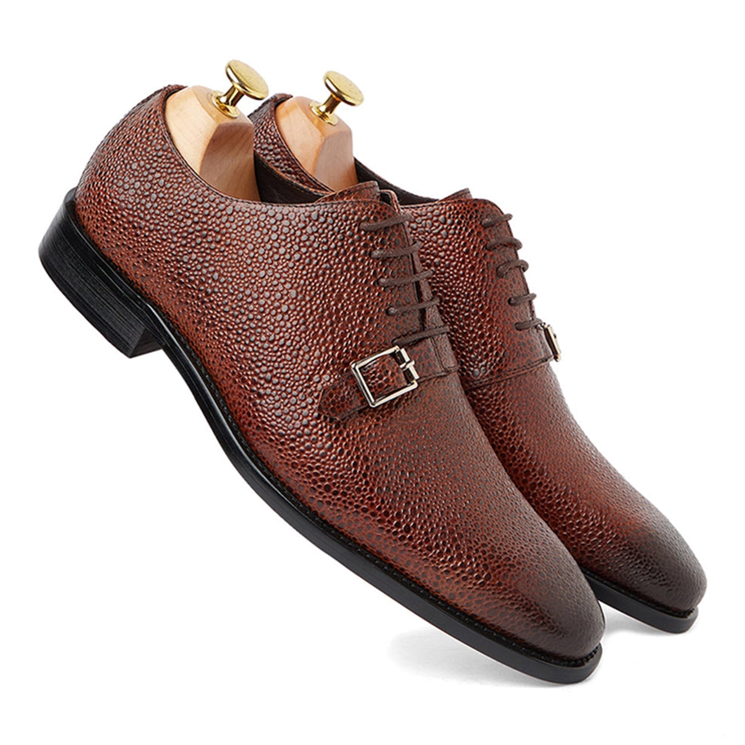 Stingray Leather Oxford Wine Shoes