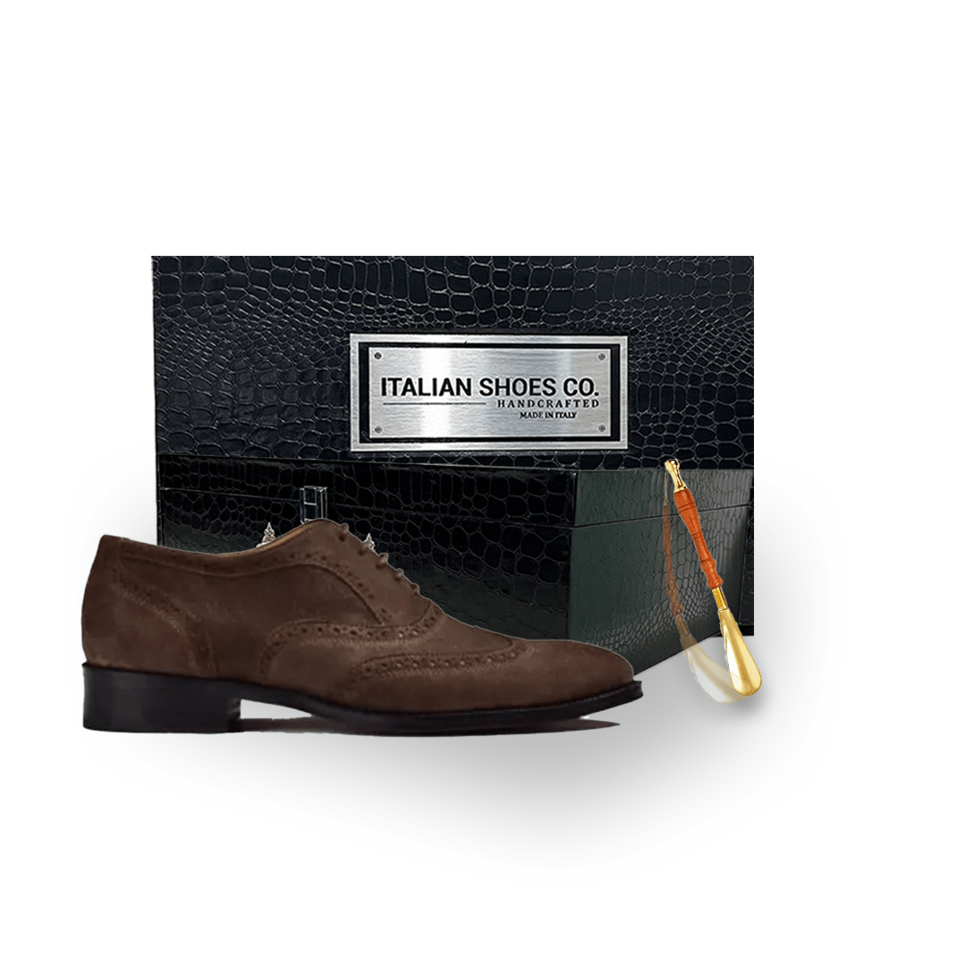 Wingtip Suede Leather Derby Shoe