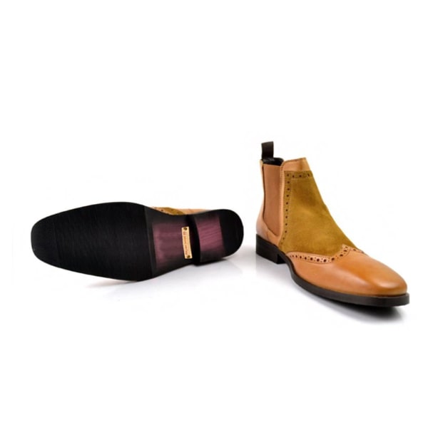 Wingtip Chelsea Ankle Beige Boots