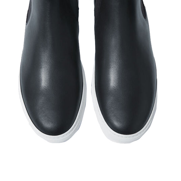 Classic Chelsea Round Toe Navy Leather Ankle Boots