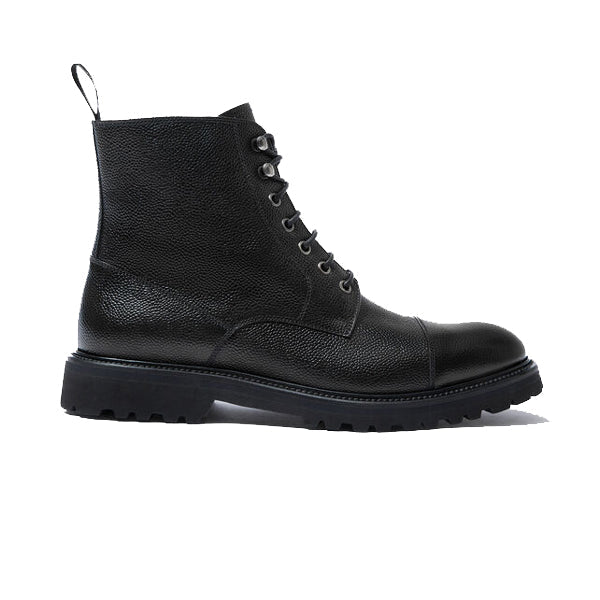 Derby Black Hand Coloured Leather High Ankle Boots 686