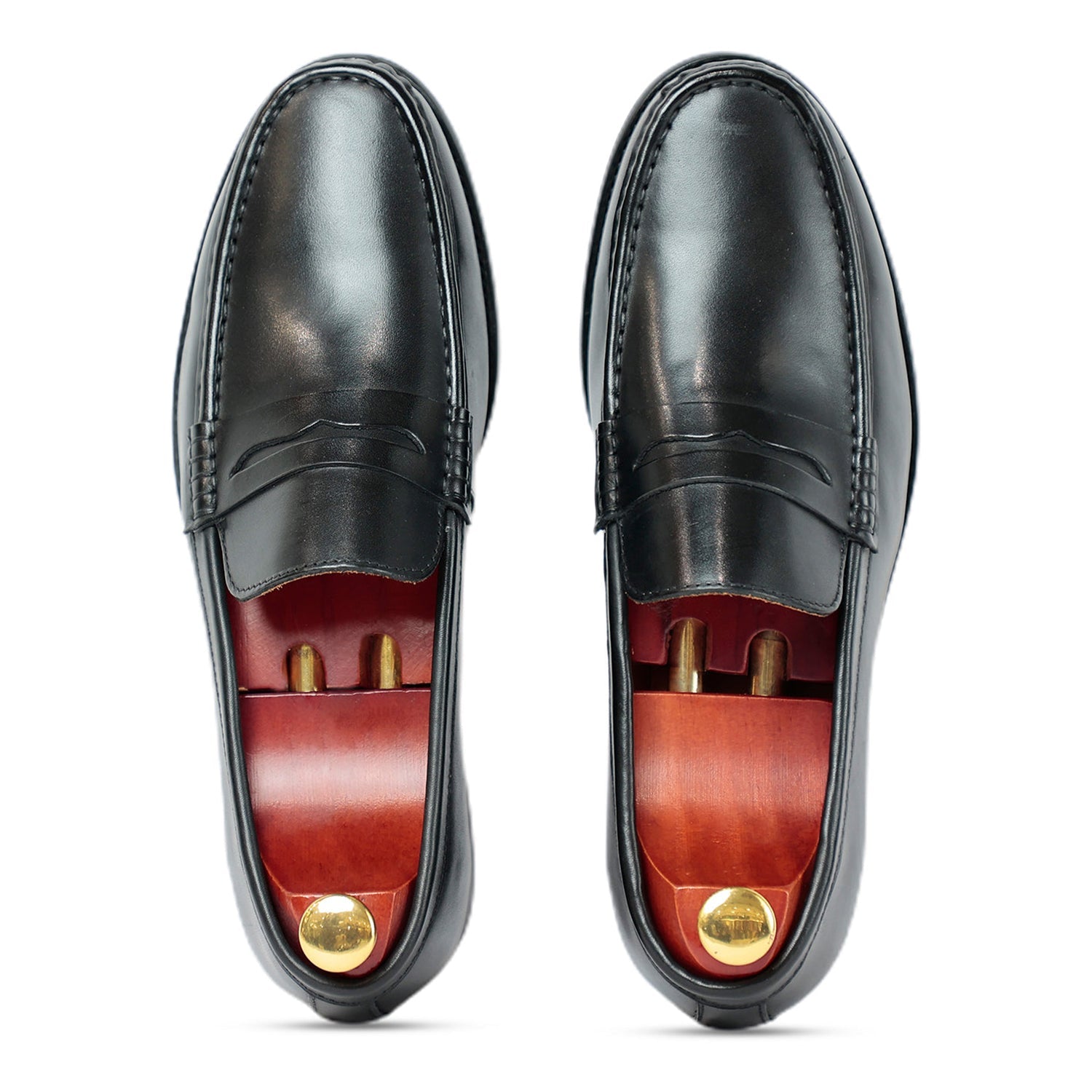 Black Leather Penny Loafers