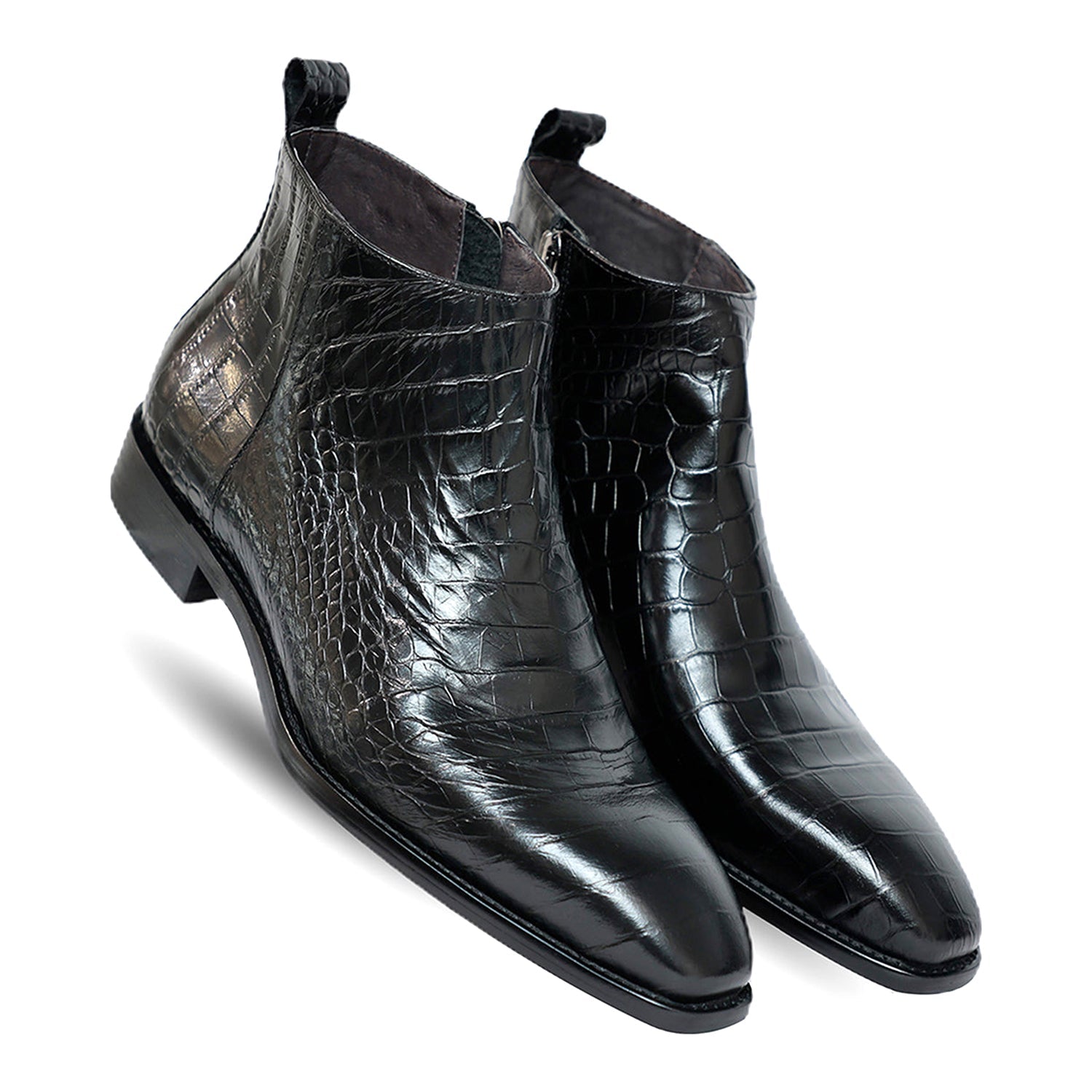 Antilia Croco Leather Black Boots
