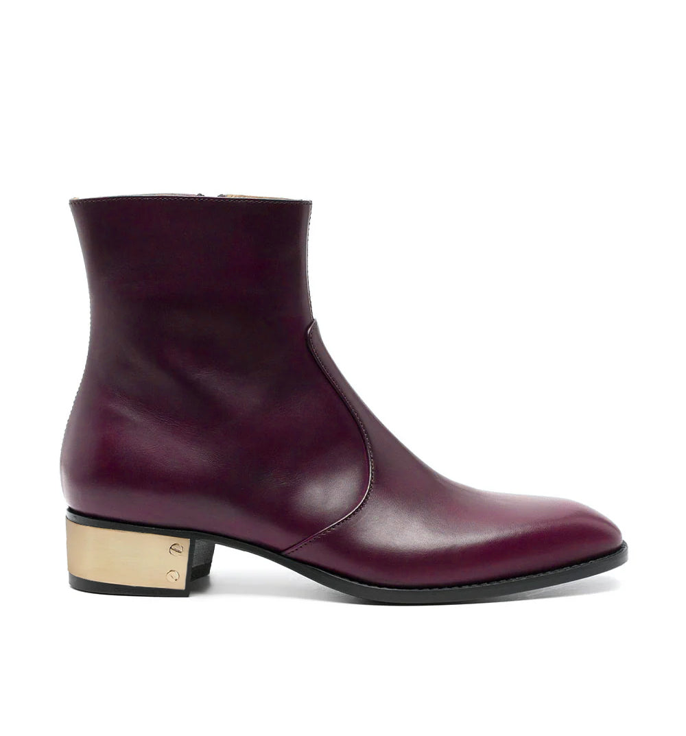 Ludhovic Burgandy Leather Ankle Boots