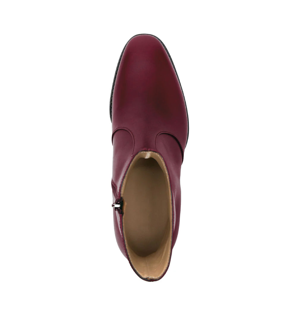 Ludhovic Wine Leather Ankle Boots