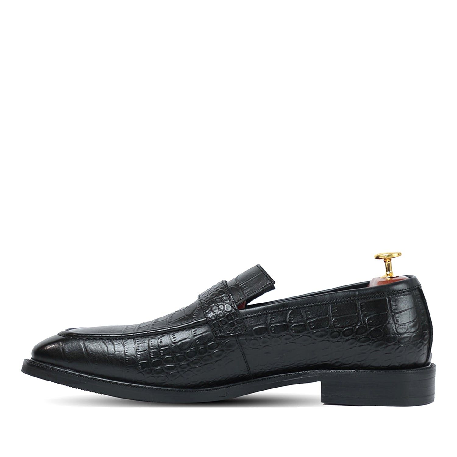 Azure Black Croco Monk Loafers