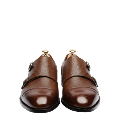 Croc-Cap Double Monk Strap Shoes