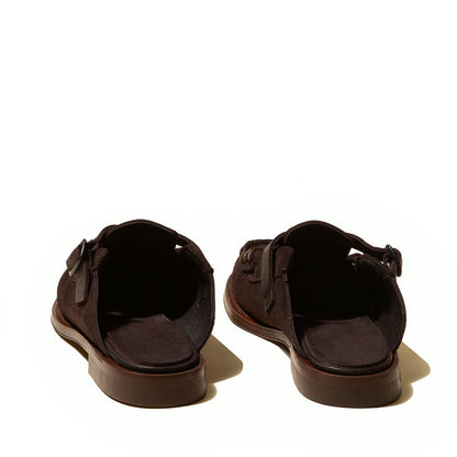 Men's Black Buckle-strap Mule