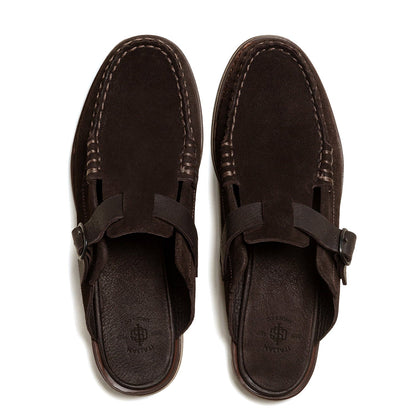 Men's Black Buckle-strap Mule