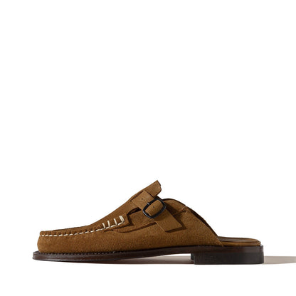 Men's Black Buckle-strap Mule