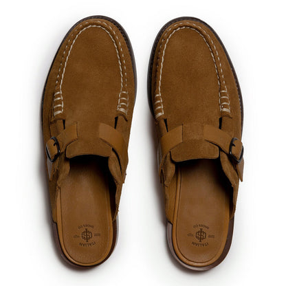 Men's  Brown  Buckle-strap Mule