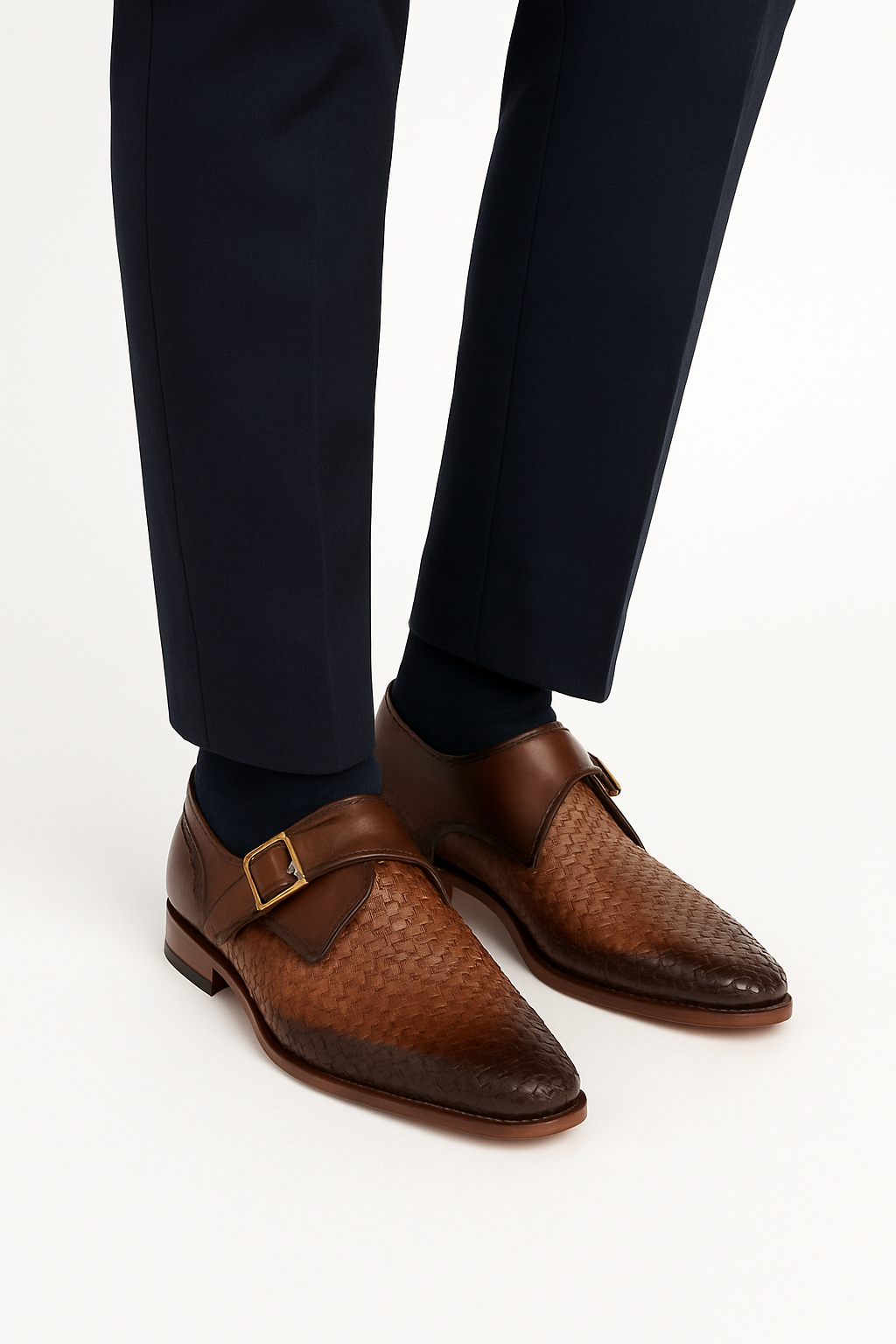 Men's Brown Leather Single Strap Monk Shoe