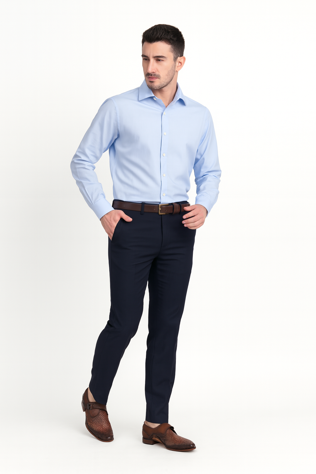 Men's Brown Leather Single Strap Monk Shoe