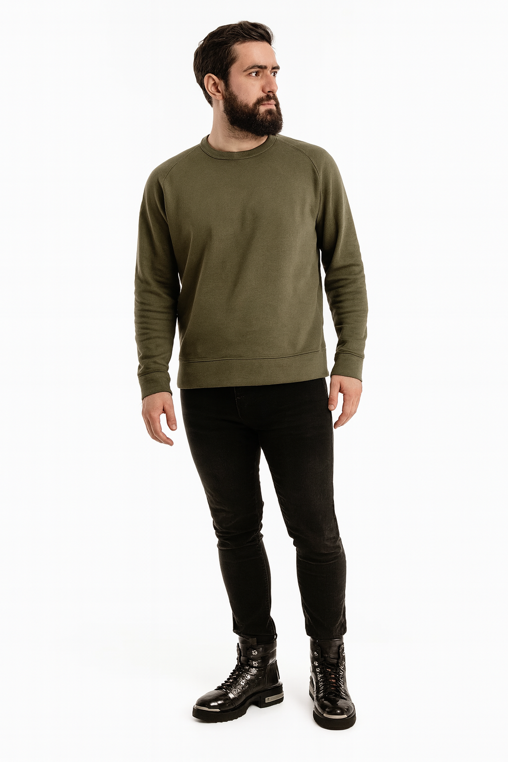 Croco Deep Cut Leather Lace-UP Ankle Boot Black