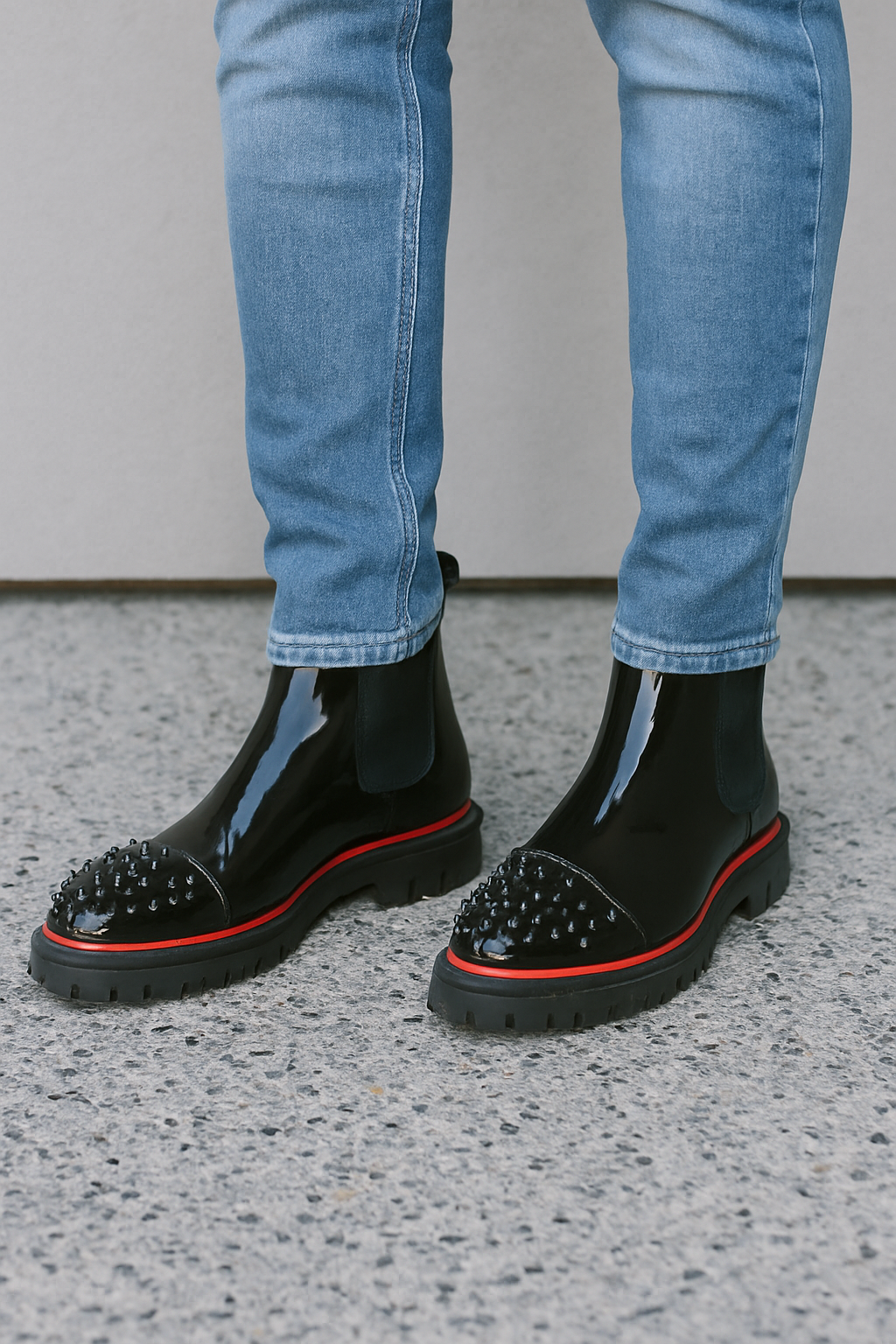 Italian Melon Spike Black Chelsea Boot For Men