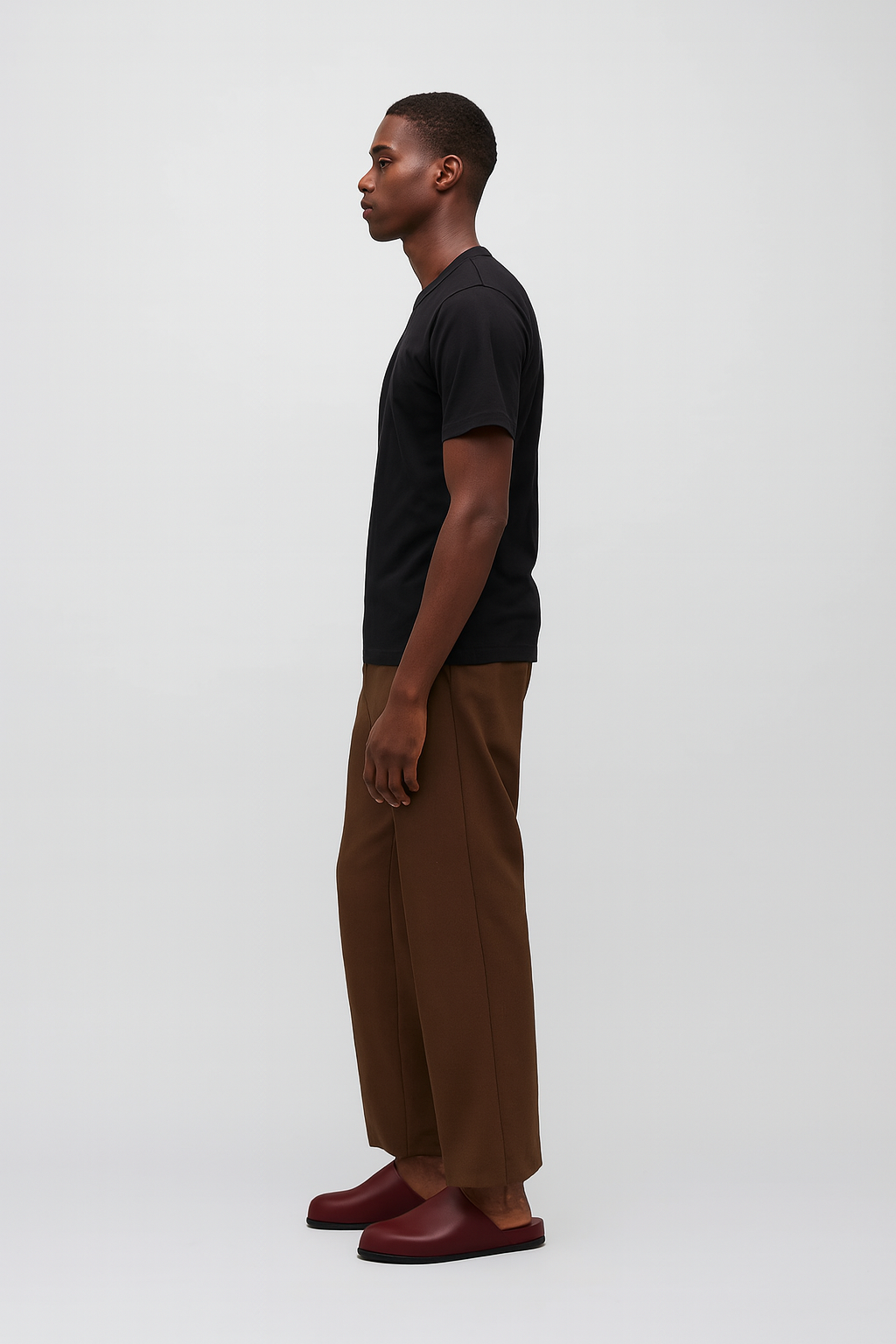 Black Leather Men Mule