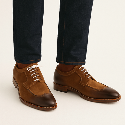 Men Suede Solid Leather Derby Shoes