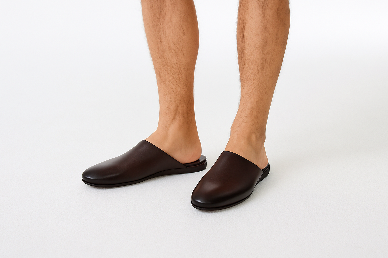 Men Striped Slip-On Leather Slippers