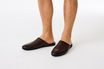 Men Striped Slip-On Leather Slippers