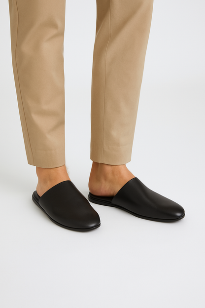 Men Striped Slip-On Leather Slippers