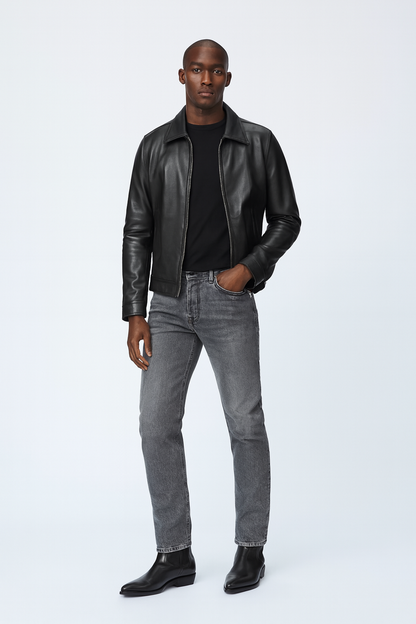 Side Zip Western Boot - Black Hand-Dyed Leather