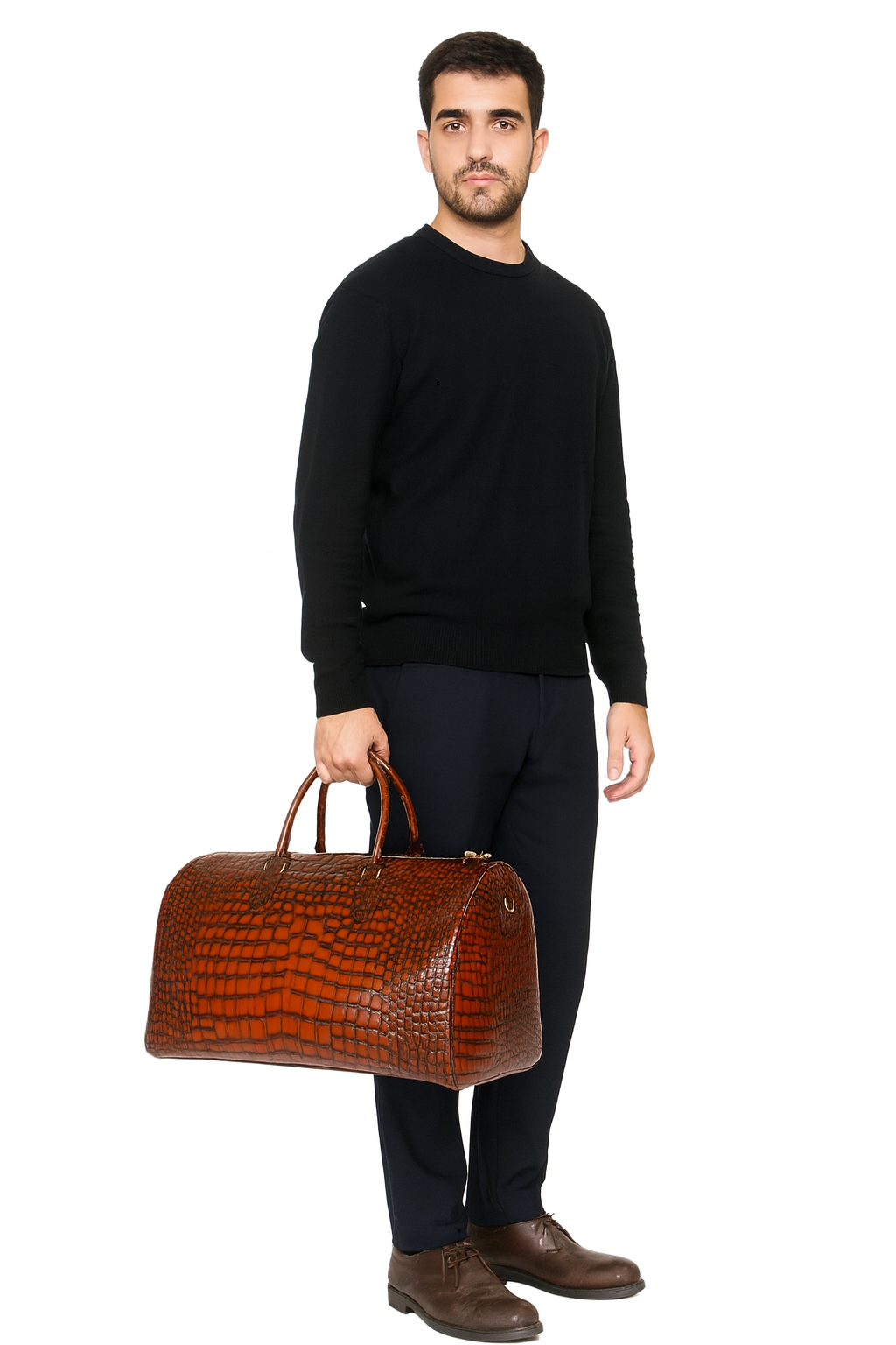 Italian Vintage Crocodile Leather Duffel Bag