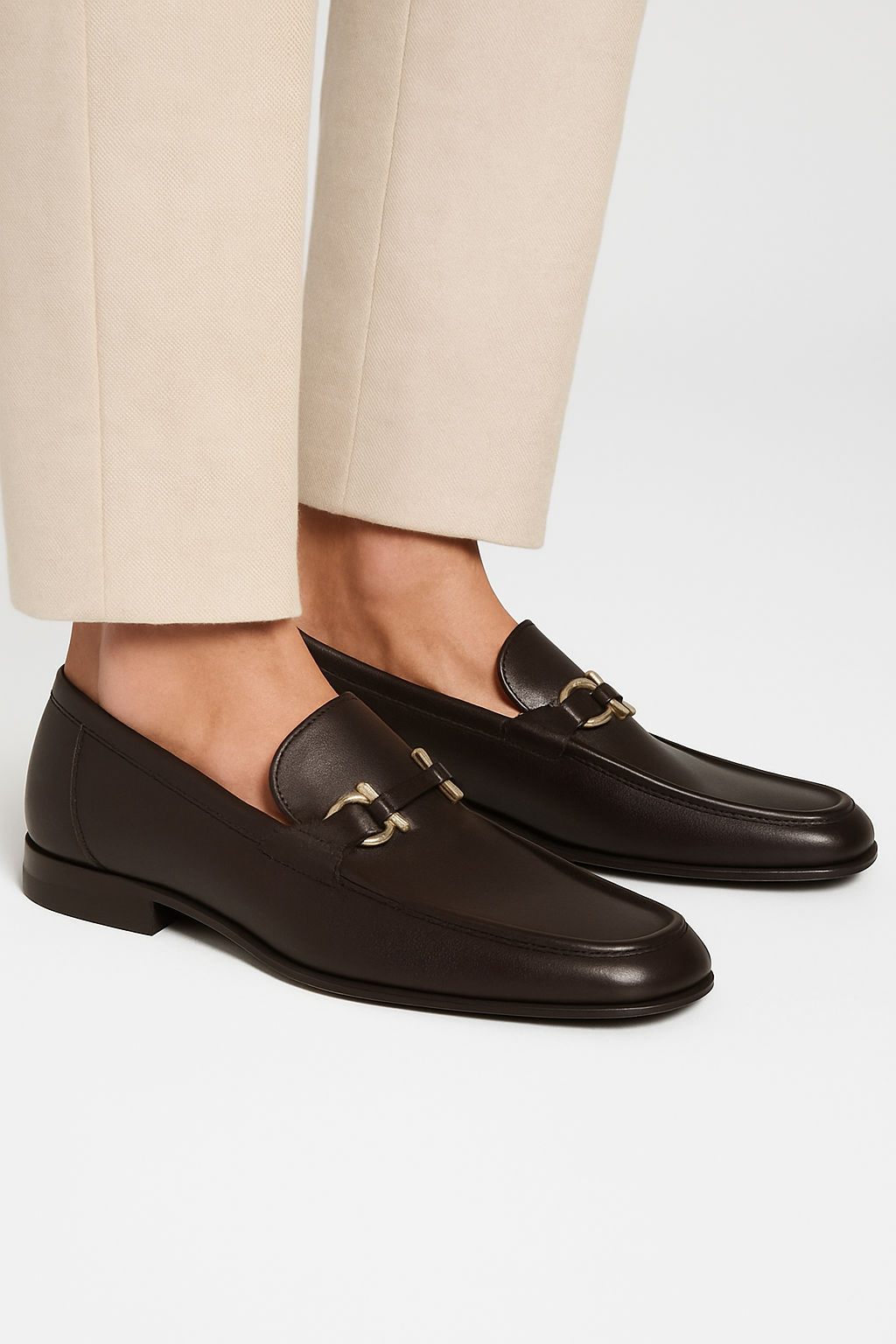 Classic Leather Horsebit-Buckled Dark Brown Loafer for Men