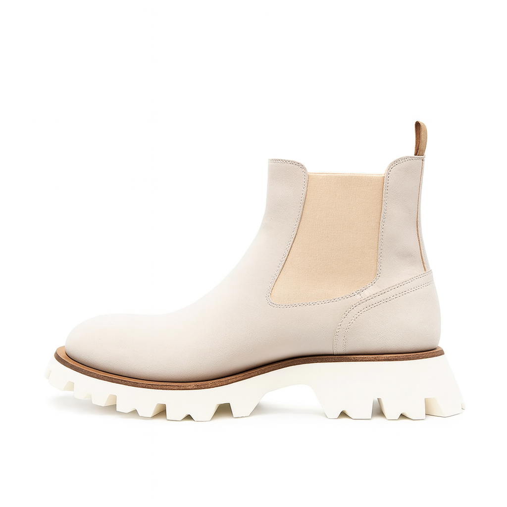 Chunky Beige Suede Chelsea Boots