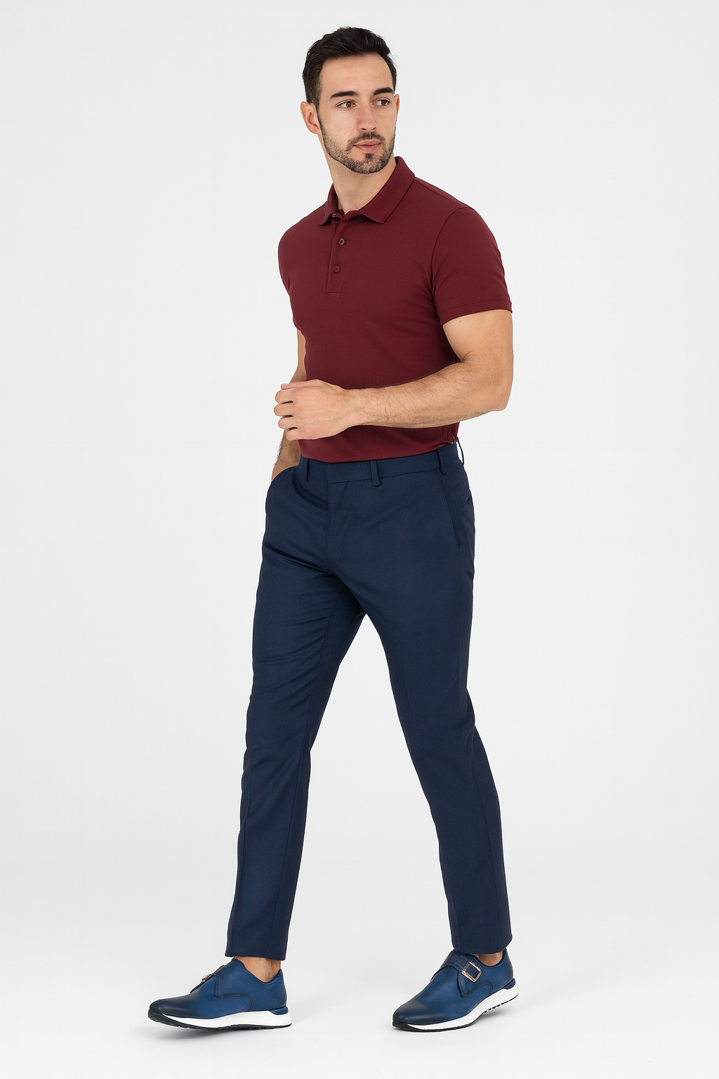 Blue Leather Men Sneaker