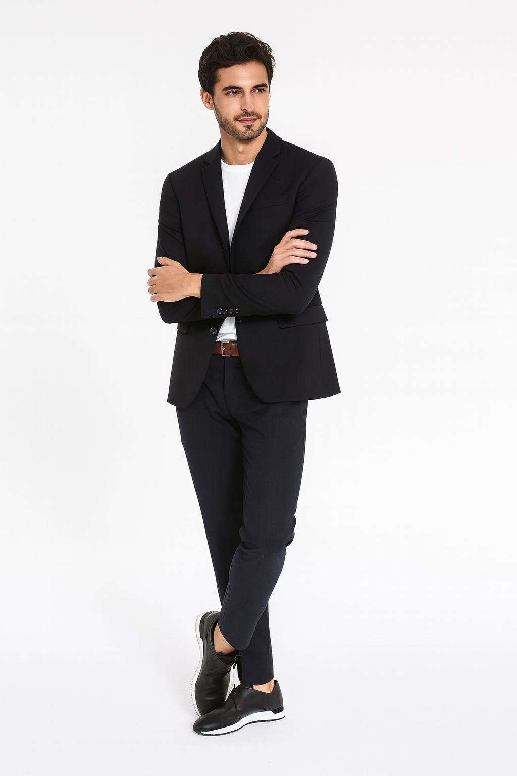 Blue Leather Men Sneaker