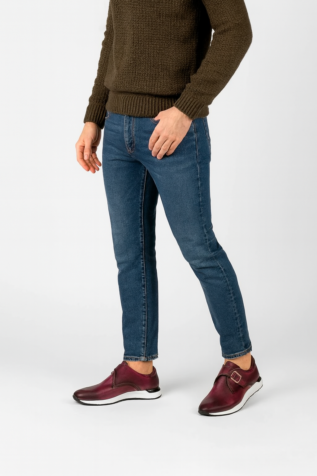 Blue Leather Men Sneaker