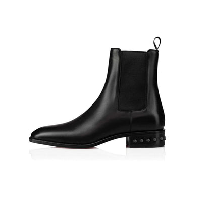 Coal Leather Metal Studded Chelsea Boots