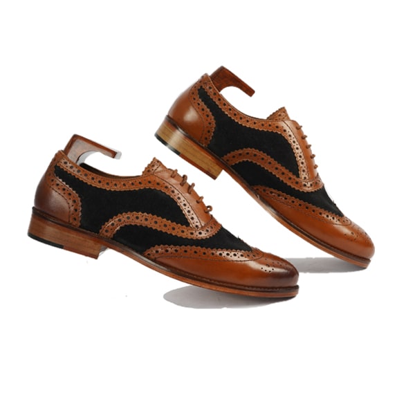 Wingtip Oxford Brogue Hand Crafted Shoes with Two Tone Leather