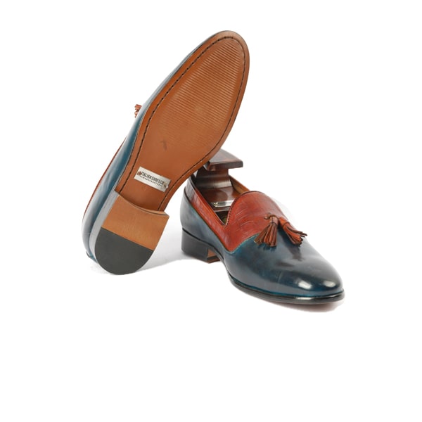 Tassel Leather Dark Teal Loafer