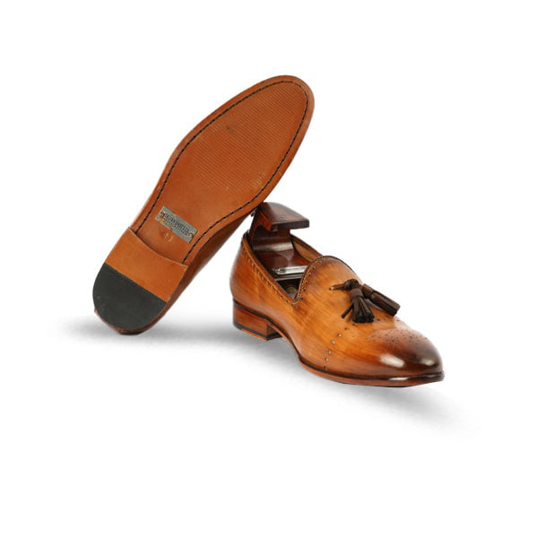 Tassel Shade Brown Leather Loafer