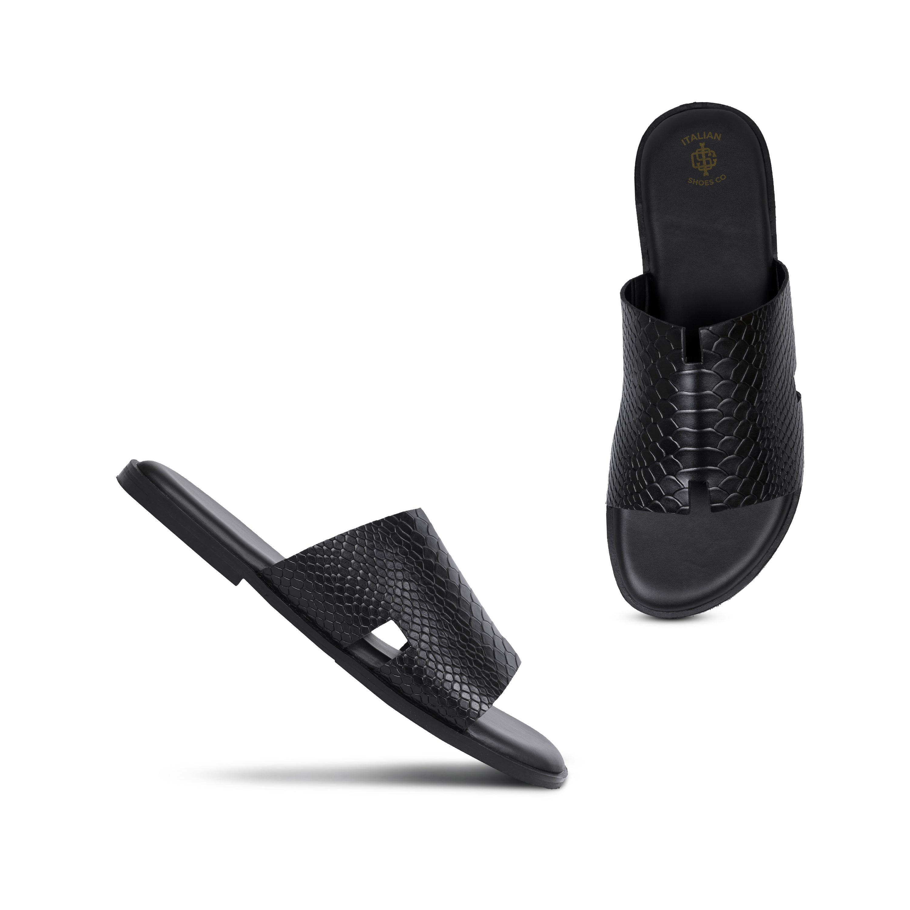 Black Python Textured Slip On