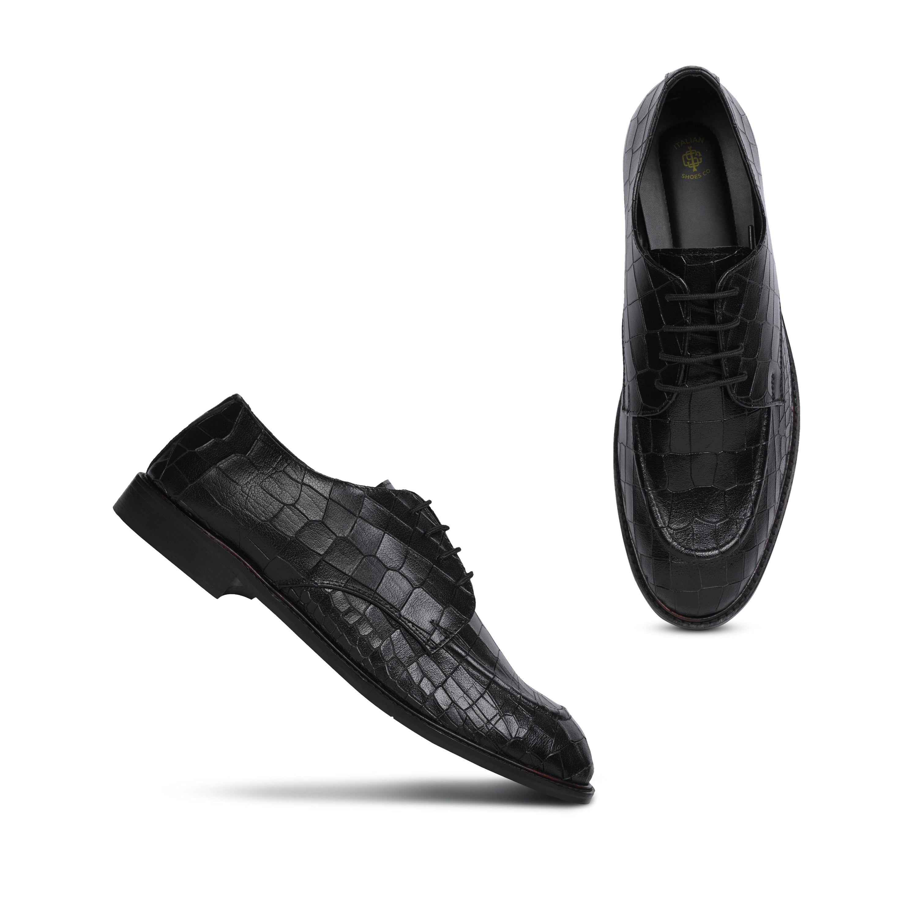 Black Deep Cut Derby Shoes