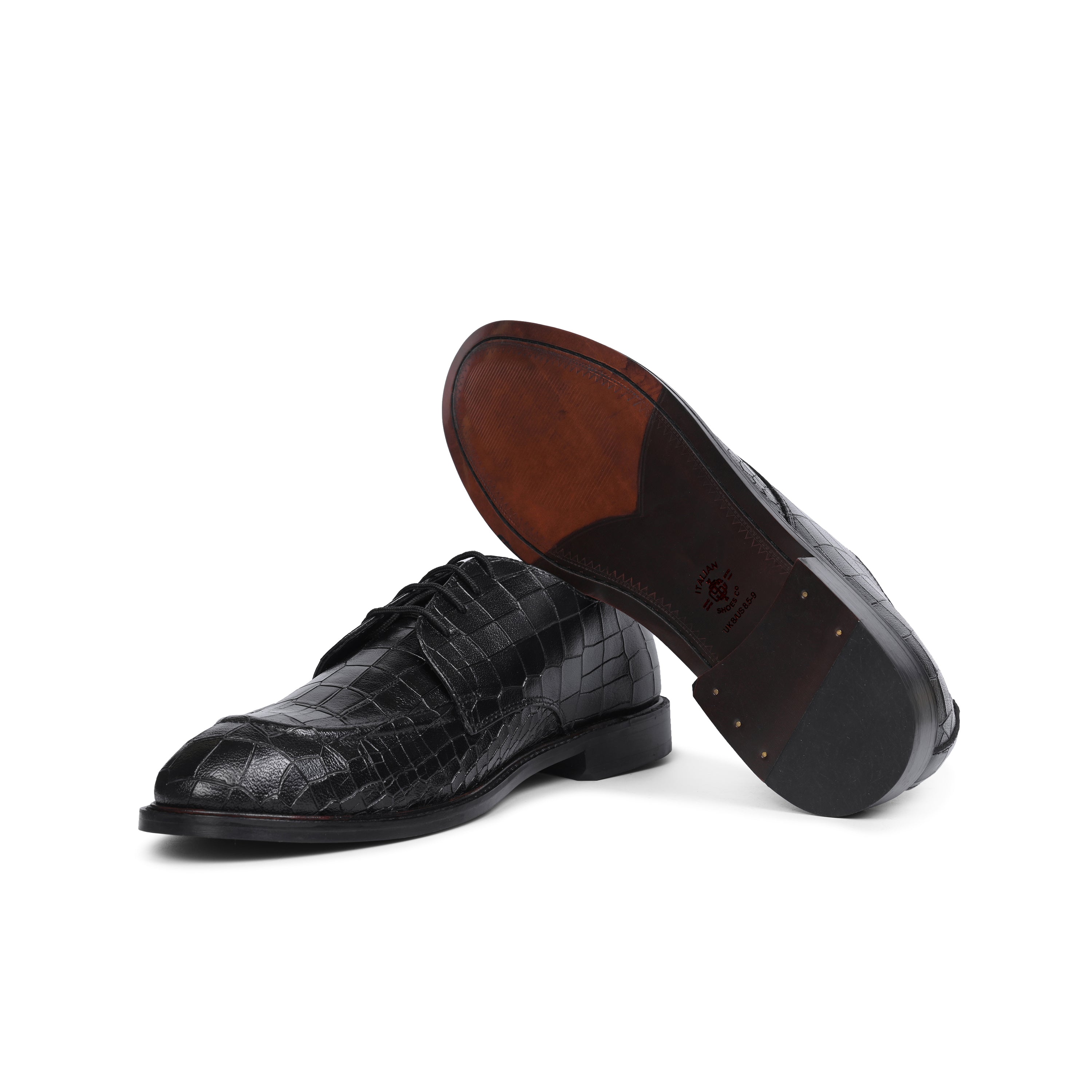 Black Deep Cut Derby Shoes