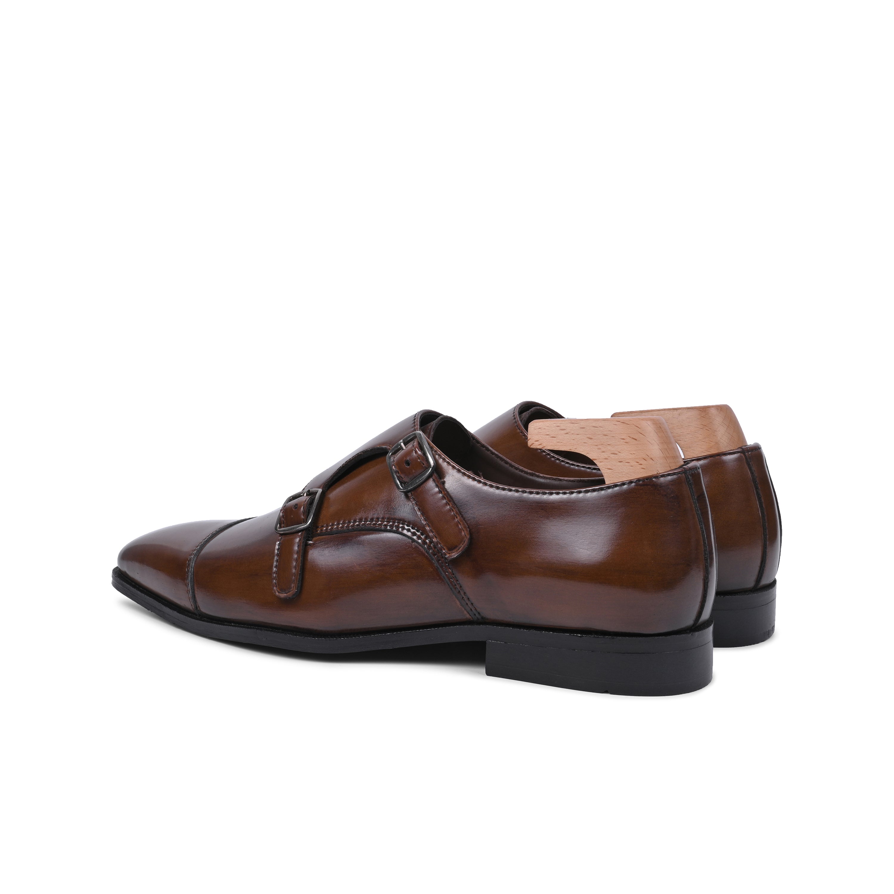 Twin Tuxedos Monkstrap Shoes Dark Brown