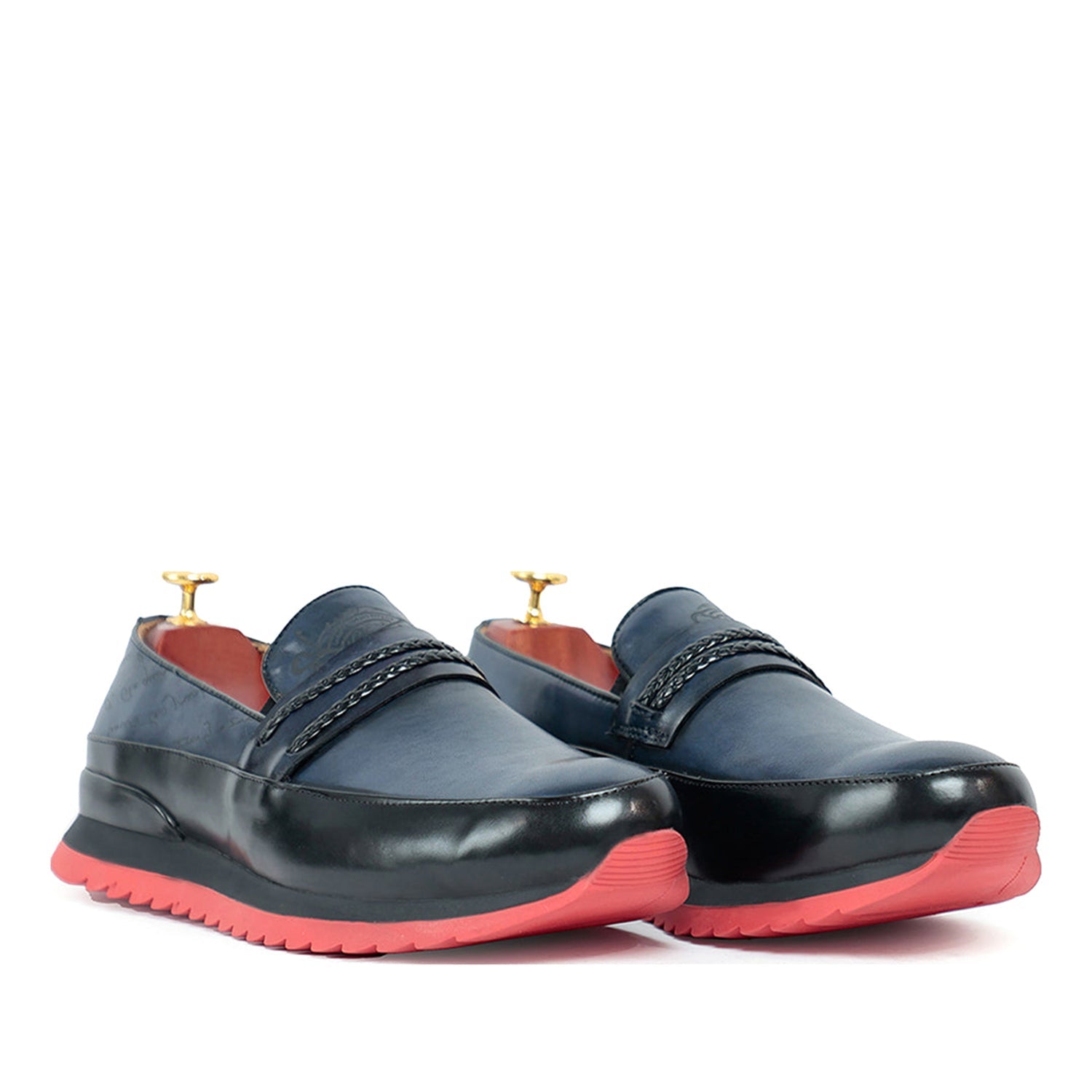 Blue Calf Leather Sneakers