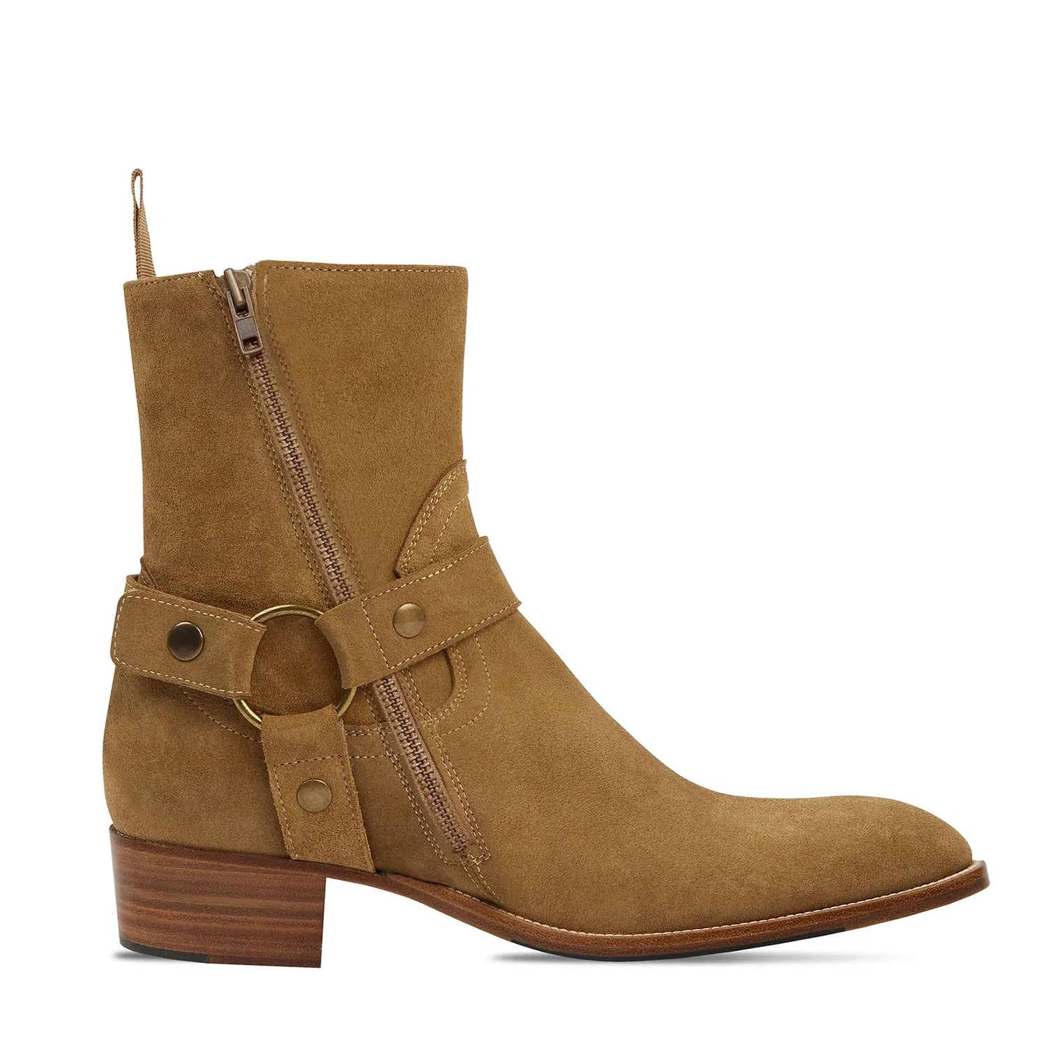 Harness Zip Boot - Ochre Suede Leather