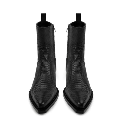 Black Python-Effect Leather