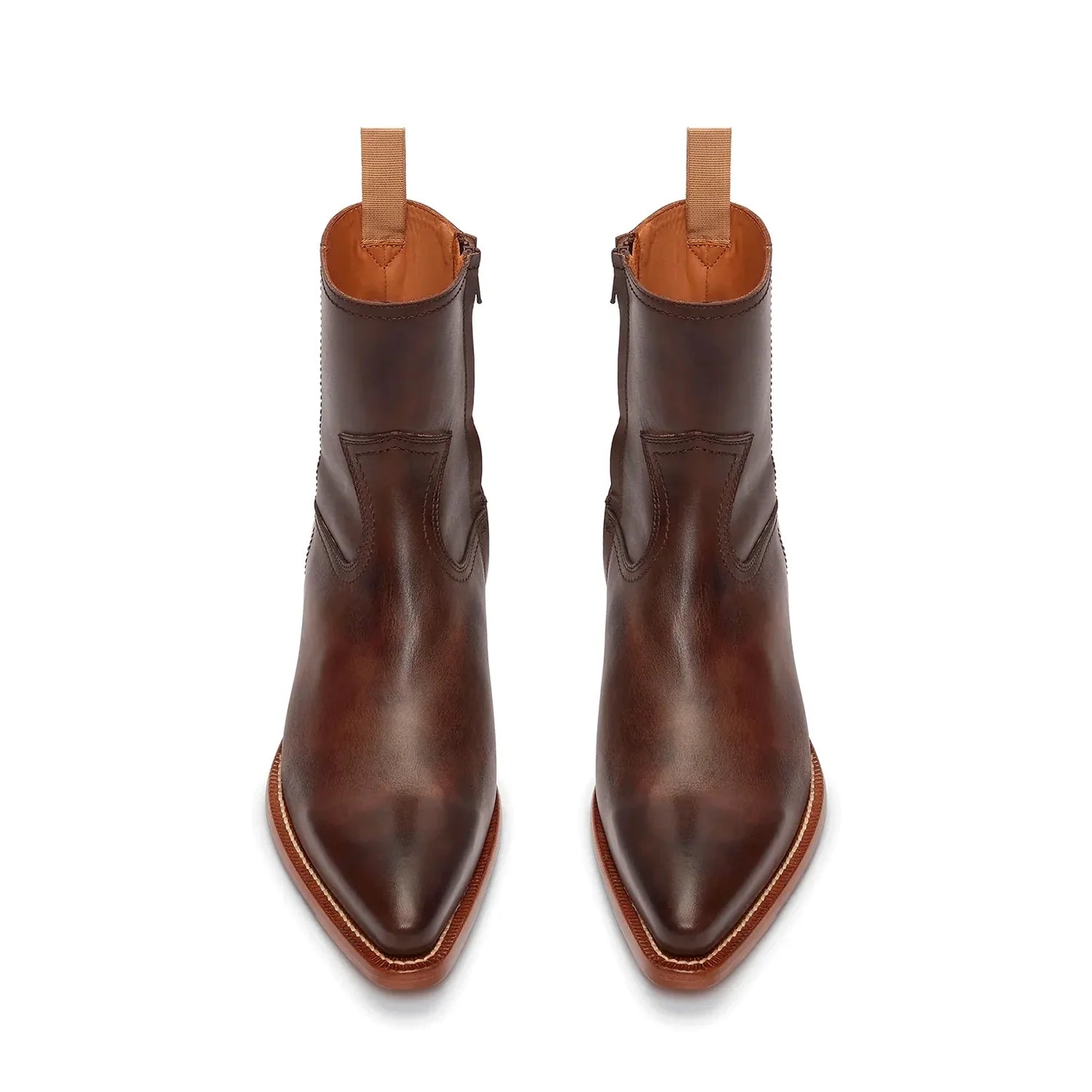 Side Zip Western Boot - Black Hand-Dyed Leather